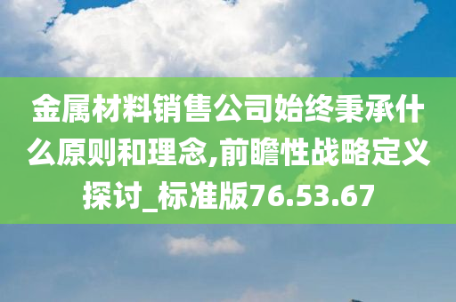 金属材料销售公司始终秉承什么原则和理念,前瞻性战略定义探讨_标准版76.53.67