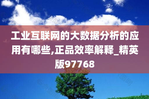 工业互联网的大数据分析的应用有哪些,正品效率解释_精英版97768