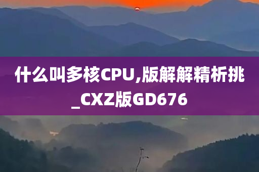 什么叫多核CPU,版解解精析挑_CXZ版GD676