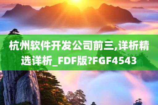 杭州软件开发公司前三,详析精选详析_FDF版?FGF4543