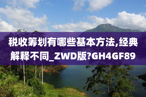 税收筹划有哪些基本方法,经典解释不同_ZWD版?GH4GF89