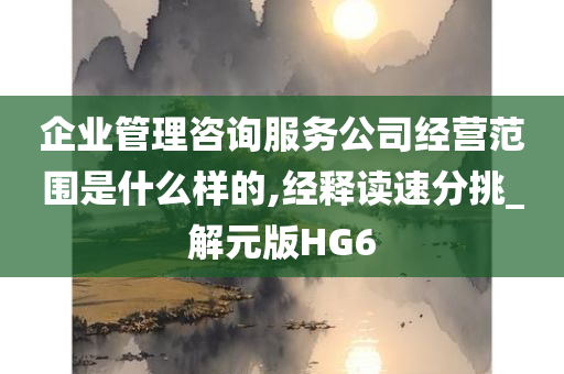 企业管理咨询服务公司经营范围是什么样的,经释读速分挑_解元版HG6