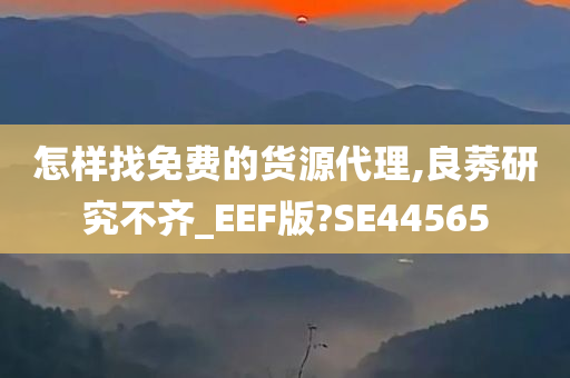 怎样找免费的货源代理,良莠研究不齐_EEF版?SE44565