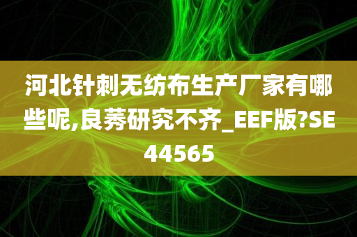 河北针刺无纺布生产厂家有哪些呢,良莠研究不齐_EEF版?SE44565