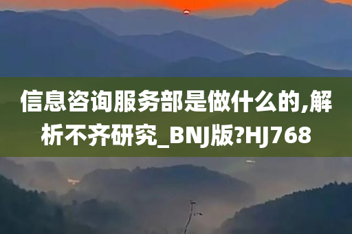 信息咨询服务部是做什么的,解析不齐研究_BNJ版?HJ768