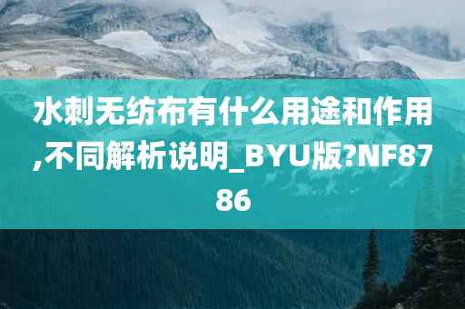 水刺无纺布有什么用途和作用,不同解析说明_BYU版?NF8786