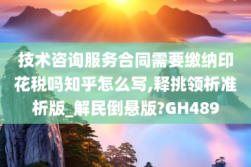 技术咨询服务合同需要缴纳印花税吗知乎怎么写,释挑领析准析版_解民倒悬版?GH489