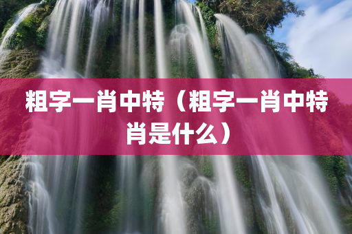 粗字一肖中特（粗字一肖中特肖是什么）