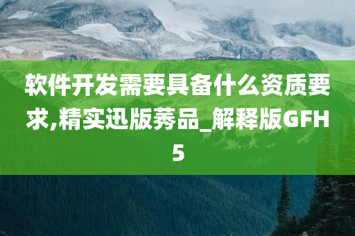 软件开发需要具备什么资质要求,精实迅版莠品_解释版GFH5