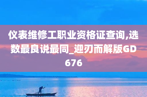 仪表维修工职业资格证查询,选数最良说最同_迎刃而解版GD676