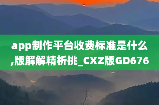 app制作平台收费标准是什么,版解解精析挑_CXZ版GD676