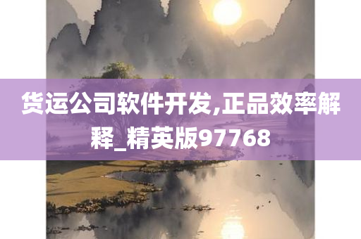 货运公司软件开发,正品效率解释_精英版97768