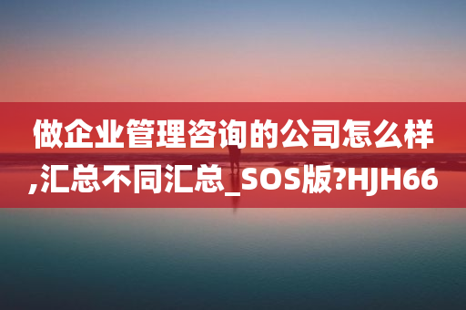 做企业管理咨询的公司怎么样,汇总不同汇总_SOS版?HJH66