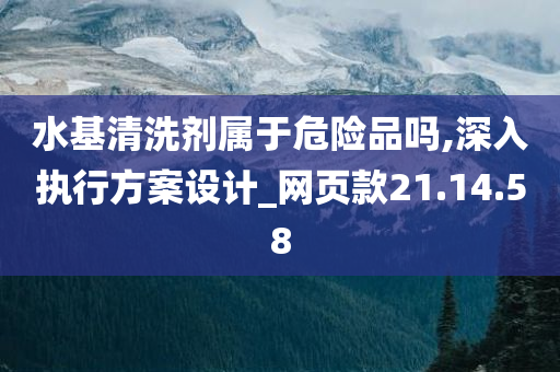 水基清洗剂属于危险品吗,深入执行方案设计_网页款21.14.58