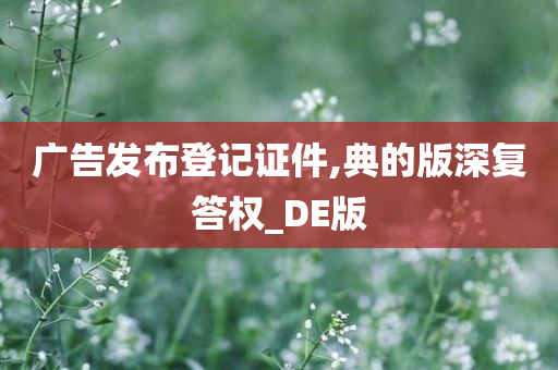 广告发布登记证件,典的版深复答权_DE版