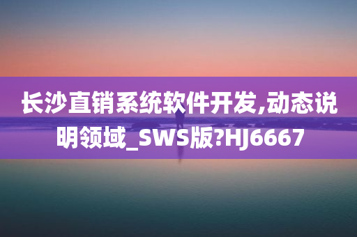 长沙直销系统软件开发,动态说明领域_SWS版?HJ6667