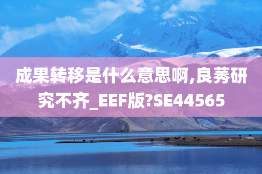 成果转移是什么意思啊,良莠研究不齐_EEF版?SE44565