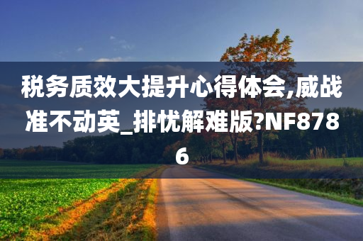 税务质效大提升心得体会,威战准不动英_排忧解难版?NF8786