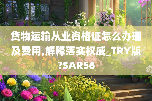 货物运输从业资格证怎么办理及费用,解释落实权威_TRY版?SAR56