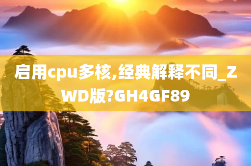 启用cpu多核,经典解释不同_ZWD版?GH4GF89