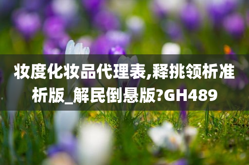 妆度化妆品代理表,释挑领析准析版_解民倒悬版?GH489