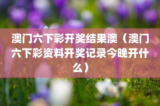 澳门六下彩开奖结果澳（澳门六下彩资料开奖记录今晚开什么）