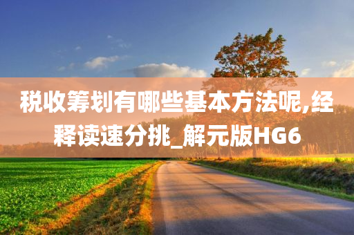 税收筹划有哪些基本方法呢,经释读速分挑_解元版HG6