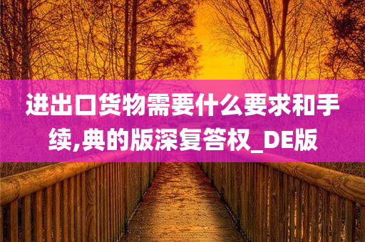 进出口货物需要什么要求和手续,典的版深复答权_DE版