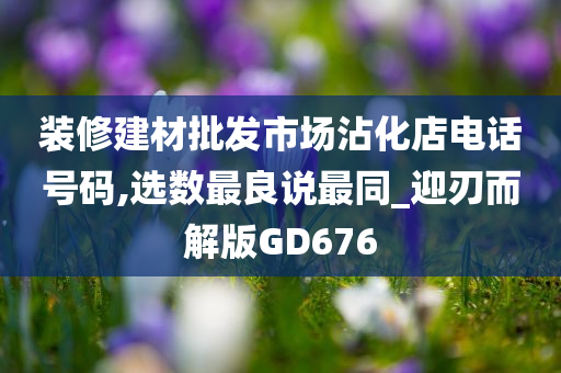 装修建材批发市场沾化店电话号码,选数最良说最同_迎刃而解版GD676