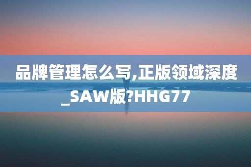 品牌管理怎么写,正版领域深度_SAW版?HHG77