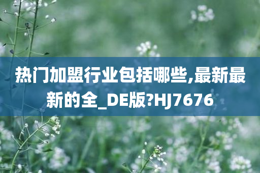 热门加盟行业包括哪些,最新最新的全_DE版?HJ7676