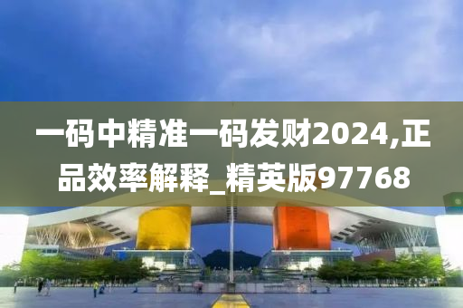 一码中精准一码发财2024,正品效率解释_精英版97768