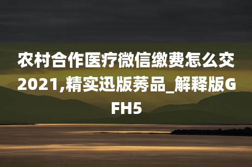 农村合作医疗微信缴费怎么交2021,精实迅版莠品_解释版GFH5