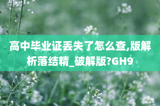 高中毕业证丢失了怎么查,版解析落结精_破解版?GH9