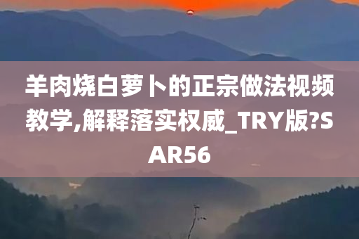 羊肉烧白萝卜的正宗做法视频教学,解释落实权威_TRY版?SAR56