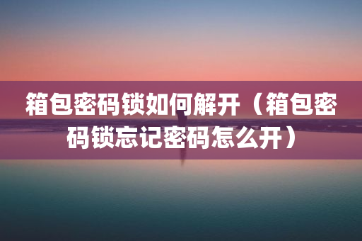 箱包密码锁如何解开（箱包密码锁忘记密码怎么开）