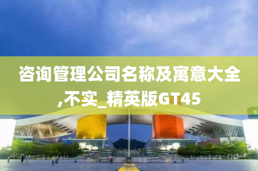 咨询管理公司名称及寓意大全,不实_精英版GT45