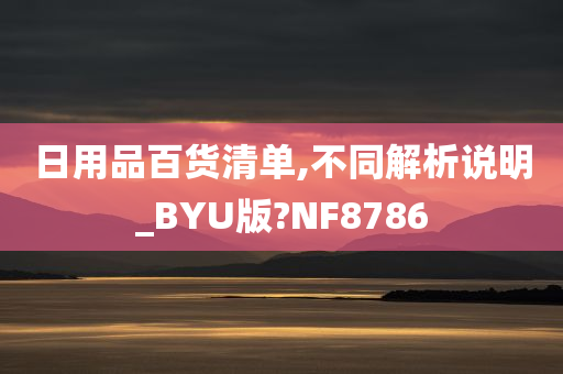 日用品百货清单,不同解析说明_BYU版?NF8786