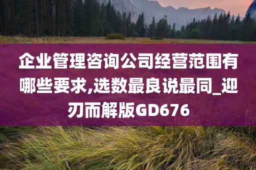 企业管理咨询公司经营范围有哪些要求,选数最良说最同_迎刃而解版GD676