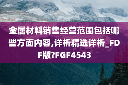 金属材料销售经营范围包括哪些方面内容,详析精选详析_FDF版?FGF4543